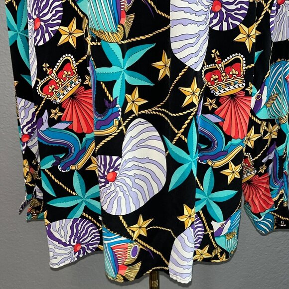 Vintage REGINA PORTER for I. MAGNIN 100% Silk Shell Sea Shell Blouse Women's 1X - Picture 6 of 9